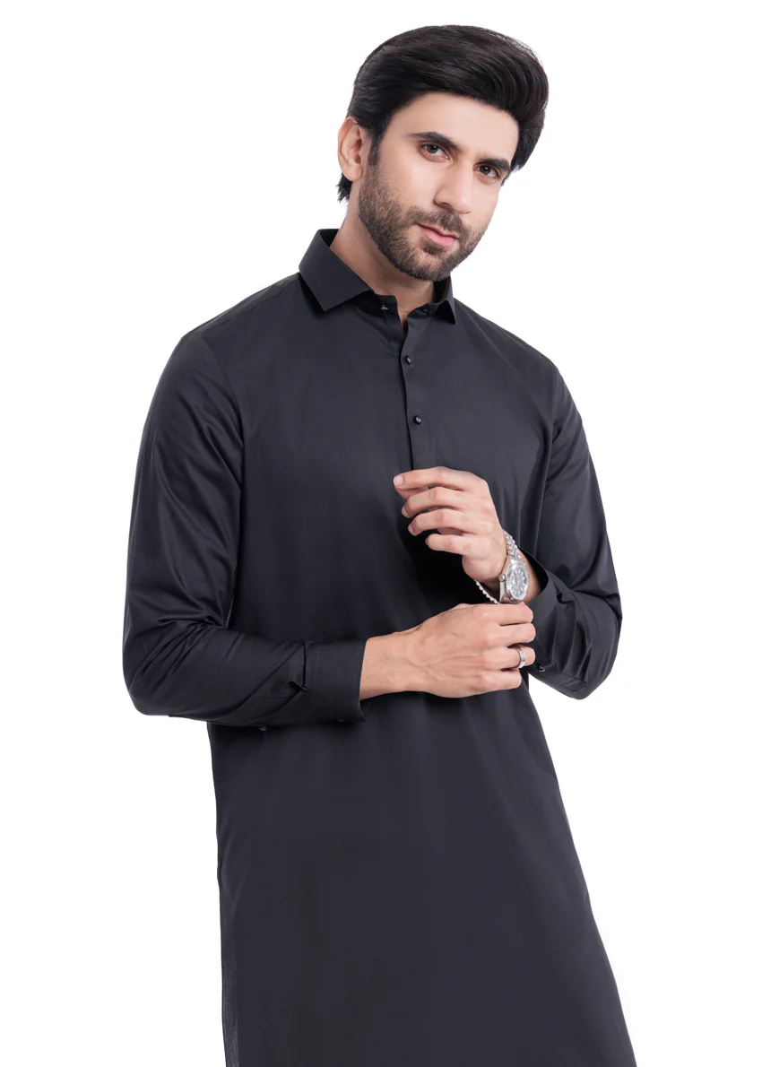 Black-Cotton-Shalwar Suit - (MPS25SSS2055) - Image 3