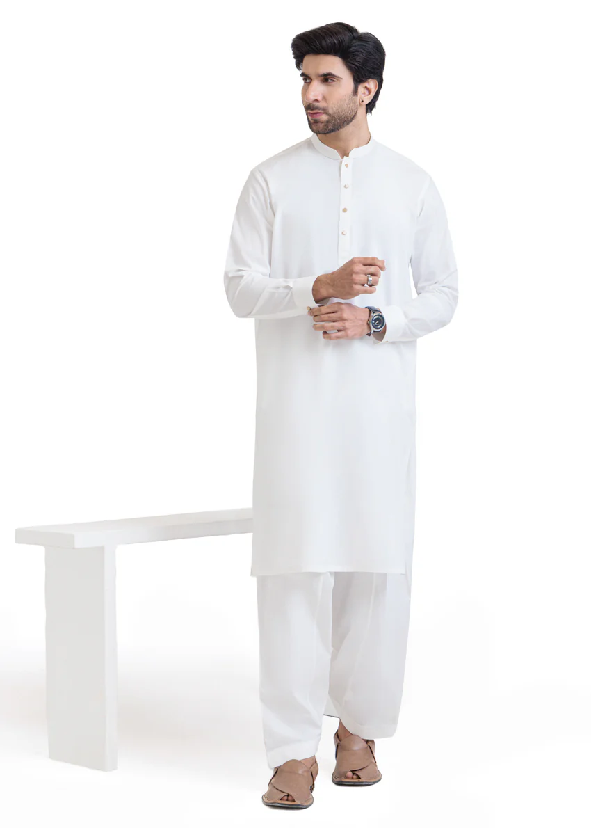 White-Latha-Shalwar Suit - (MPS25SSS2062)