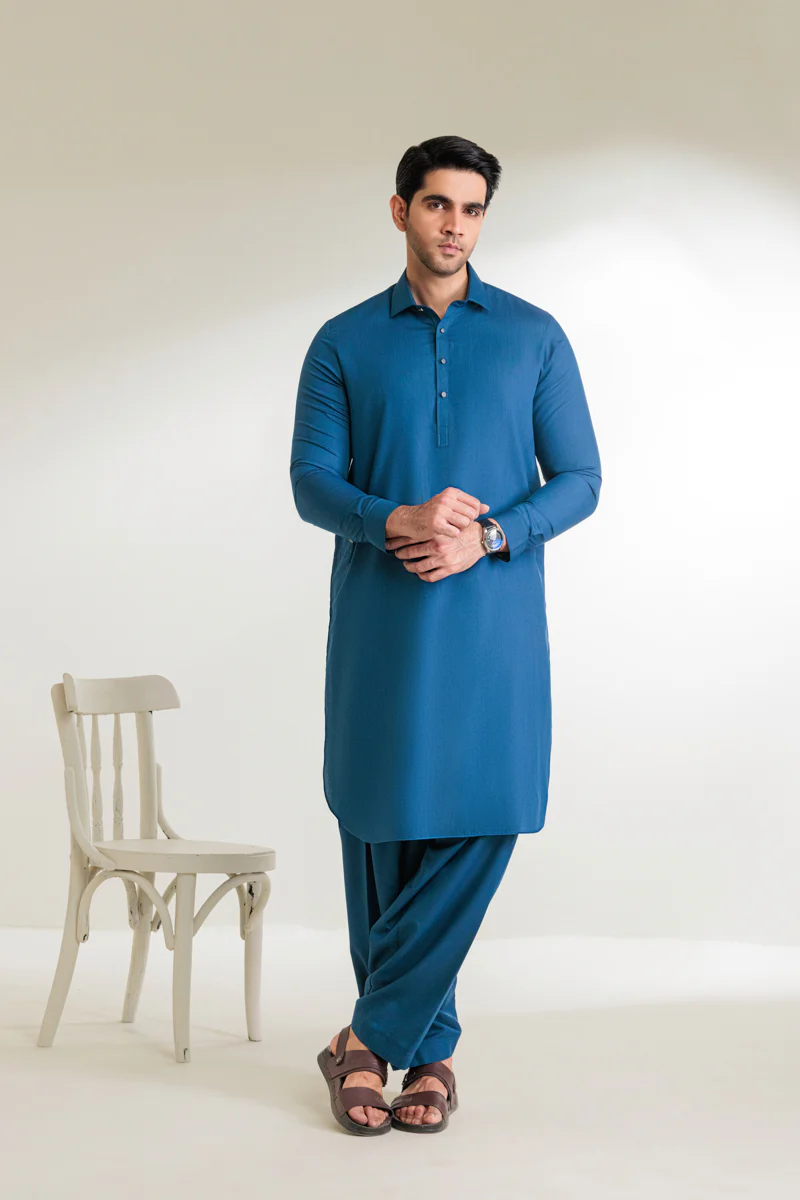 Navy-Blended-Shalwar Suit - (MPS25SSS2067) - Image 7