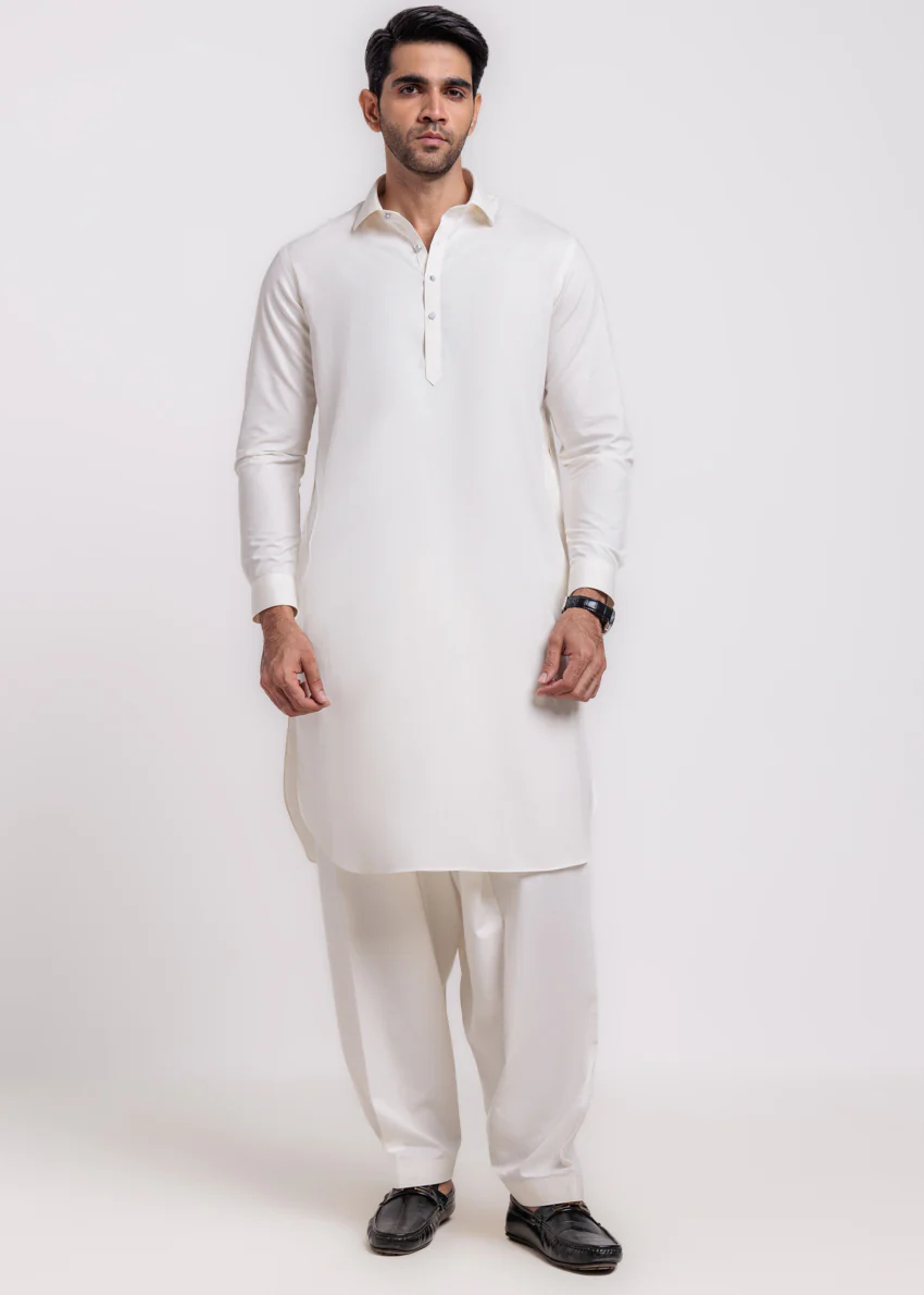 O-White-Blended-Shalwar Suit - (MPS25SSS2069) - Image 6