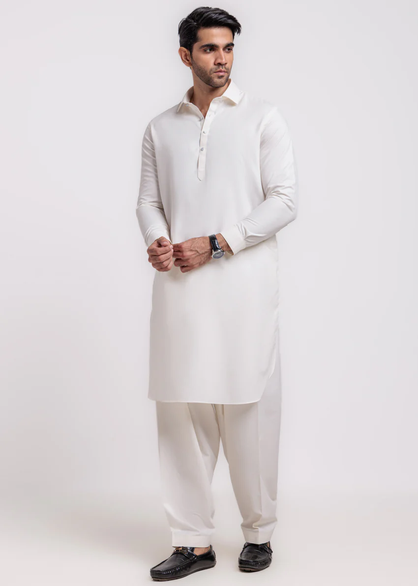 O-White-Blended-Shalwar Suit - (MPS25SSS2069) - Image 7