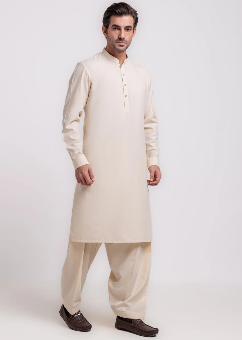 Cream-Blended-Shalwar Suit - (MPS25SSS2070) - Image 4