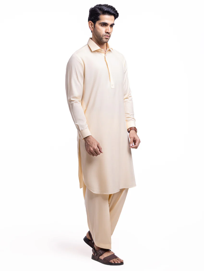 Cream-Blended-Shalwar Suit - (MPS25SSS2075) - Image 3