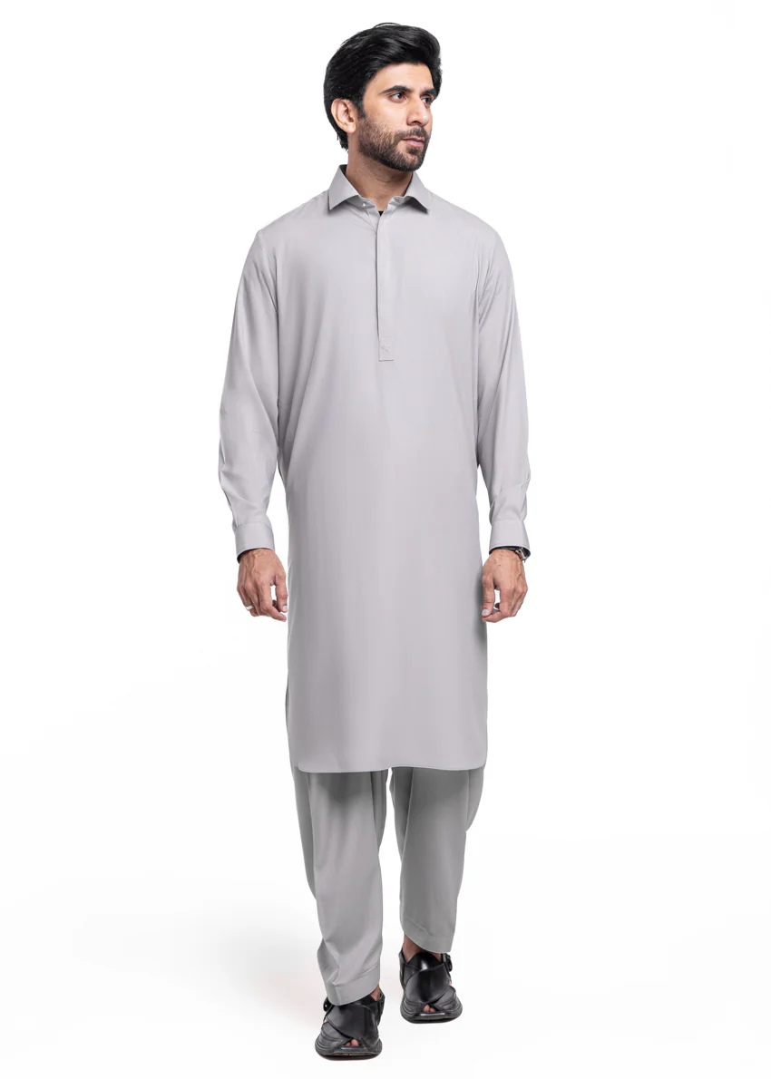 Grey-Blended-Shalwar Suit - (MPS25SSS2076) - Image 3