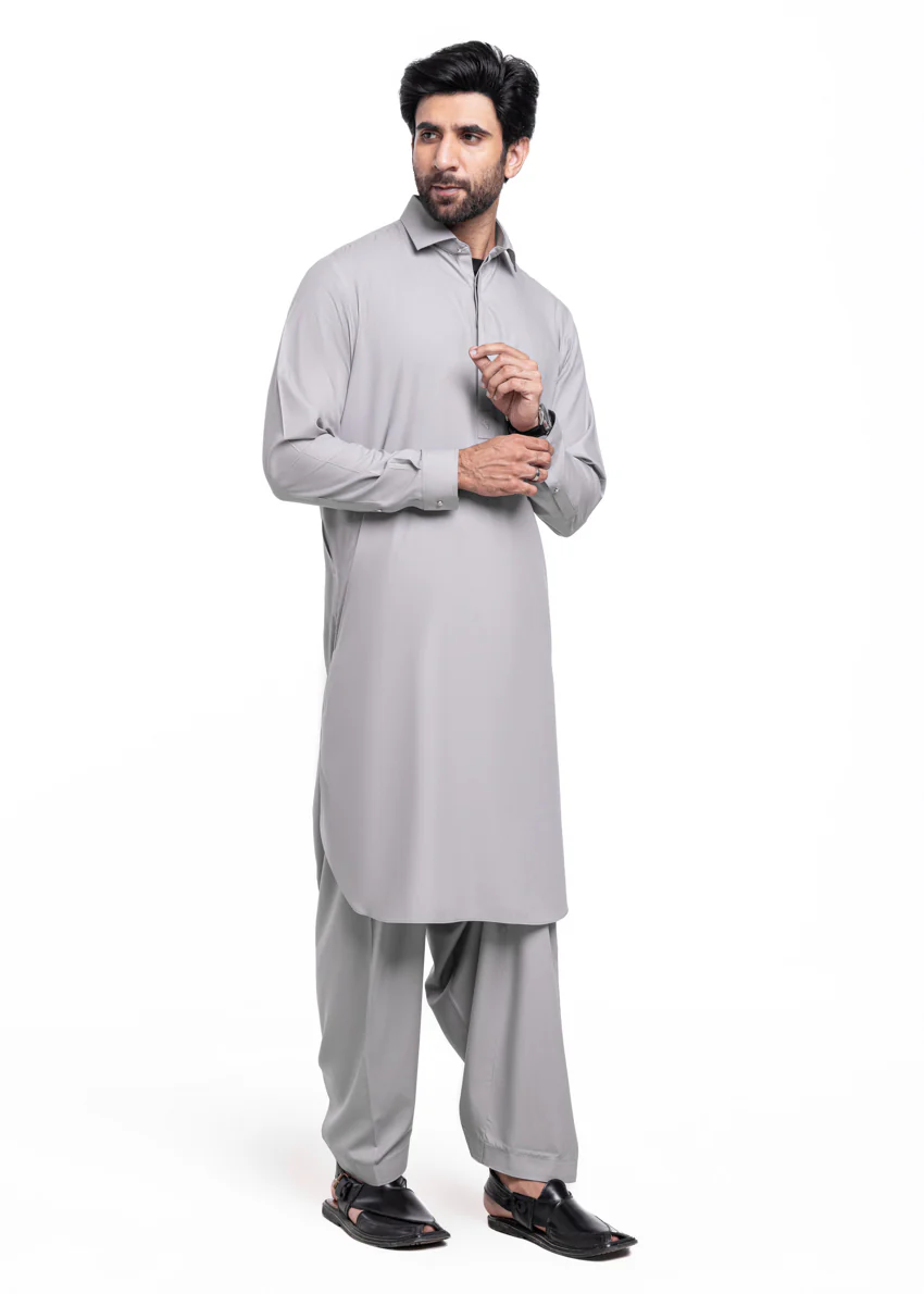 Grey-Blended-Shalwar Suit - (MPS25SSS2076) - Image 4