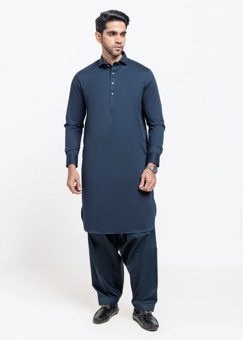 Navy-Blended-Shalwar Suit - (MPS25SSS2086) - Image 3