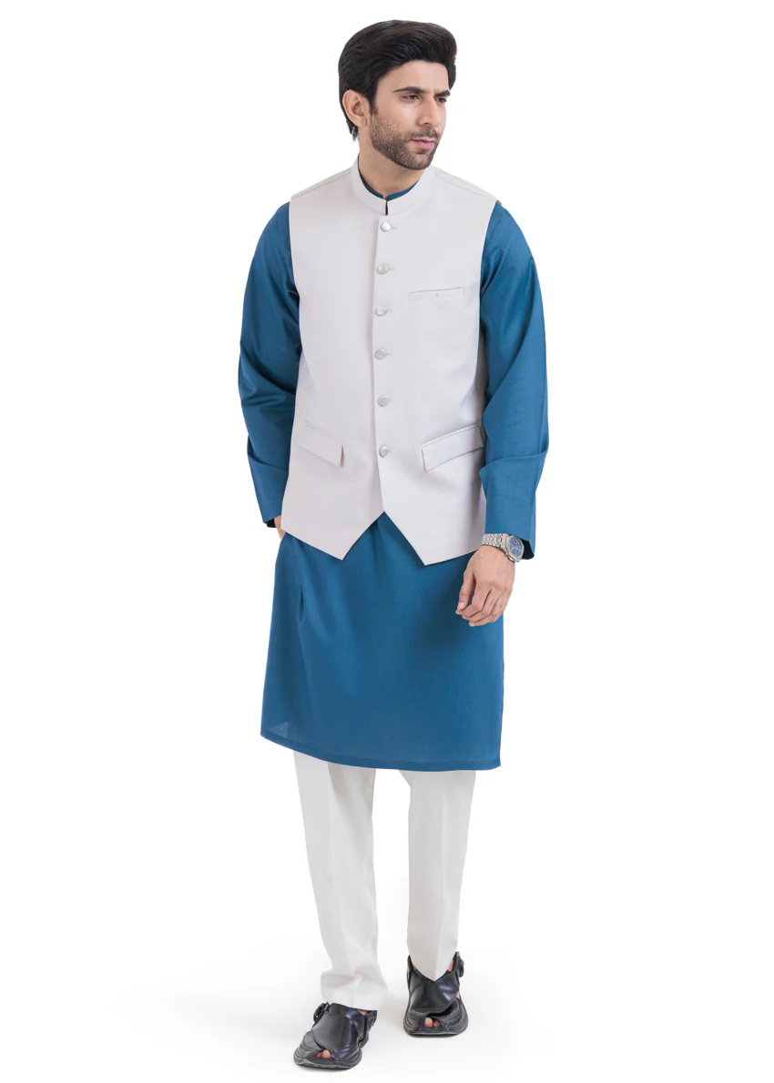 P-White-Blended-Waist Coat - (MPS25WCS1008) - Image 3