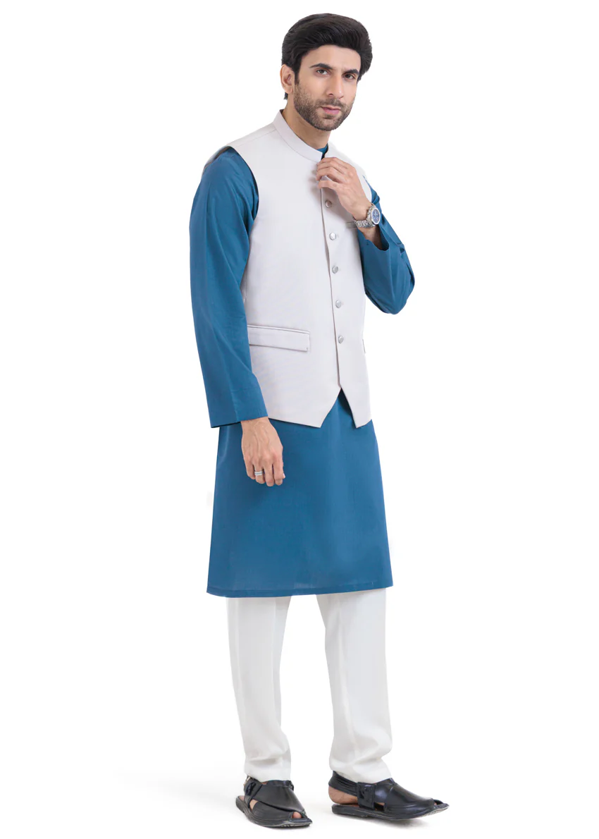 P-White-Blended-Waist Coat - (MPS25WCS1008) - Image 4