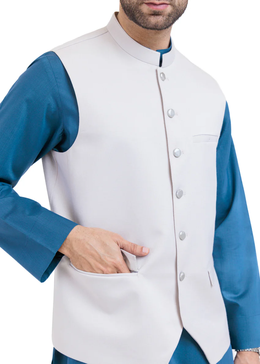 P-White-Blended-Waist Coat - (MPS25WCS1008) - Image 6