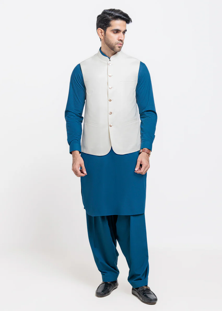Cream-Blended-Waist Coat - (MPS25WCS1011) - Image 4