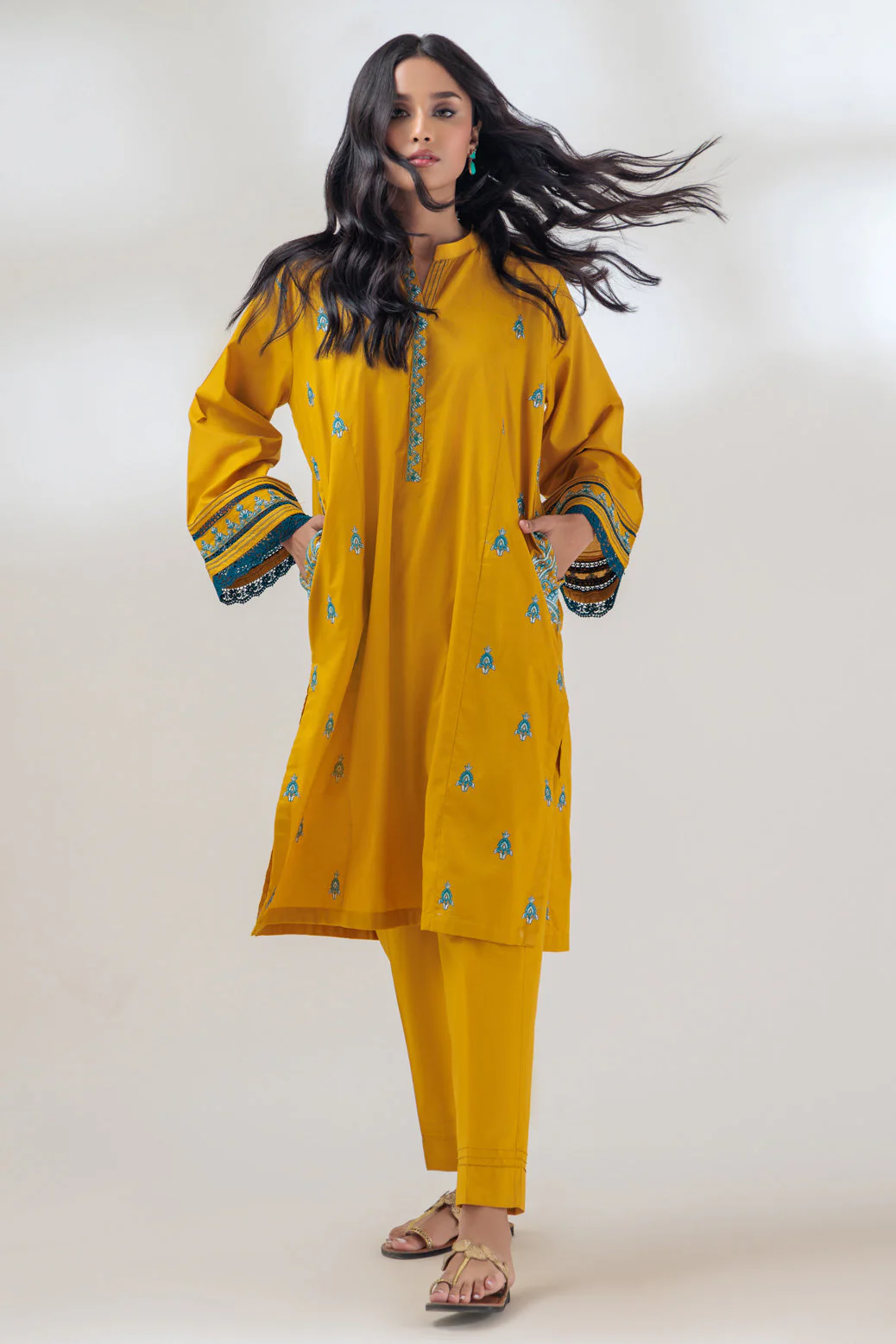 MUSTARD-CAMBRIC-2 PIECE (SRLS232P64) - Image 2