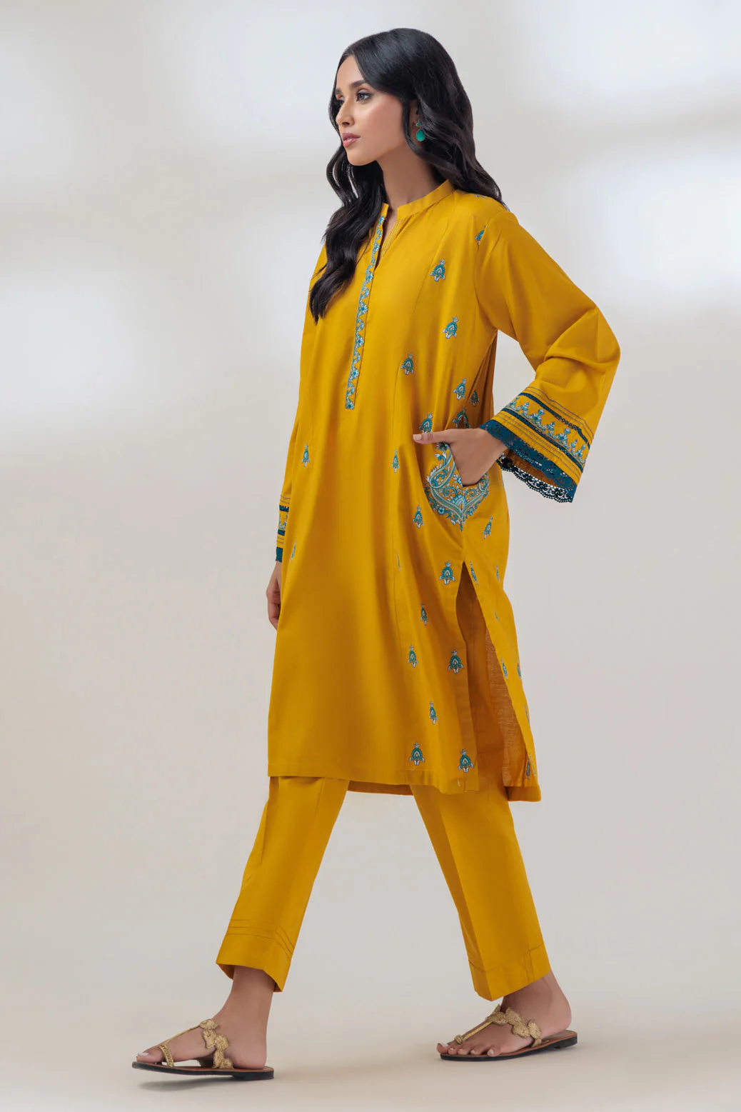 MUSTARD-CAMBRIC-2 PIECE (SRLS232P64) - Image 3
