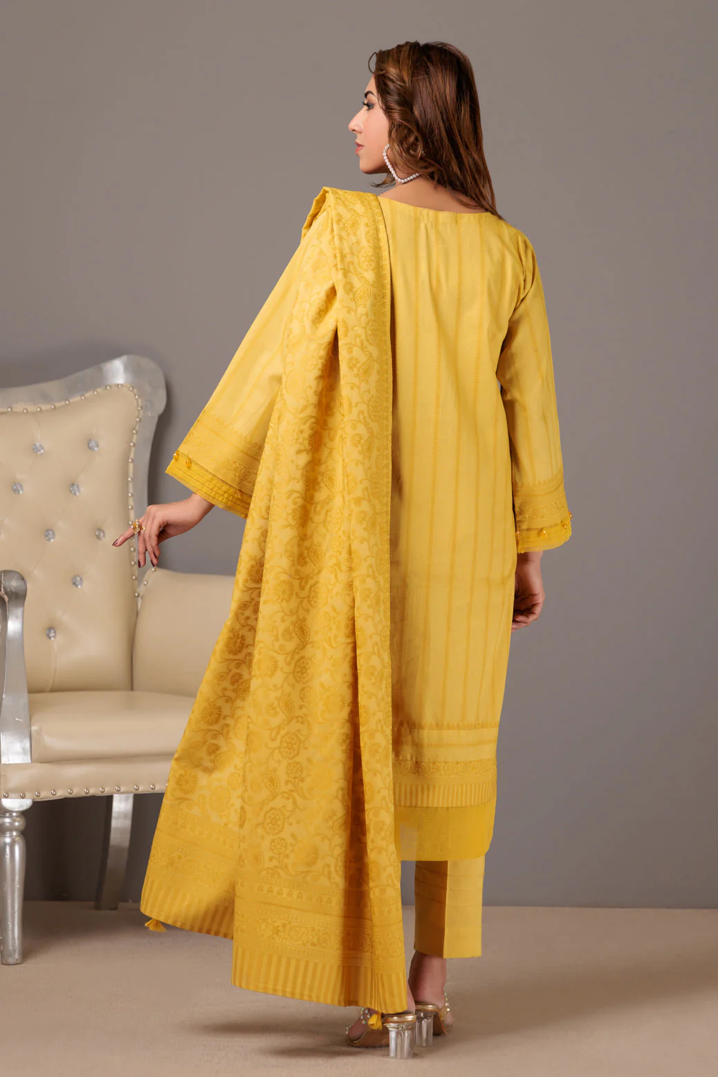 MUSTARD-JACQUARD-3 PIECE (JRS233P06) - Image 4