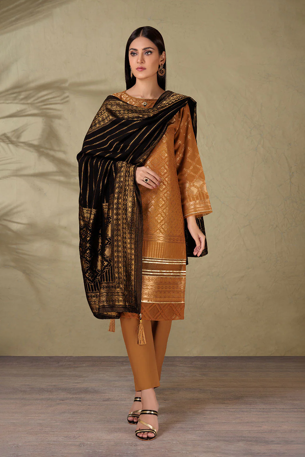MUSTARD-JACQUARD-3 PIECE (PWJ1233P06) - Image 2