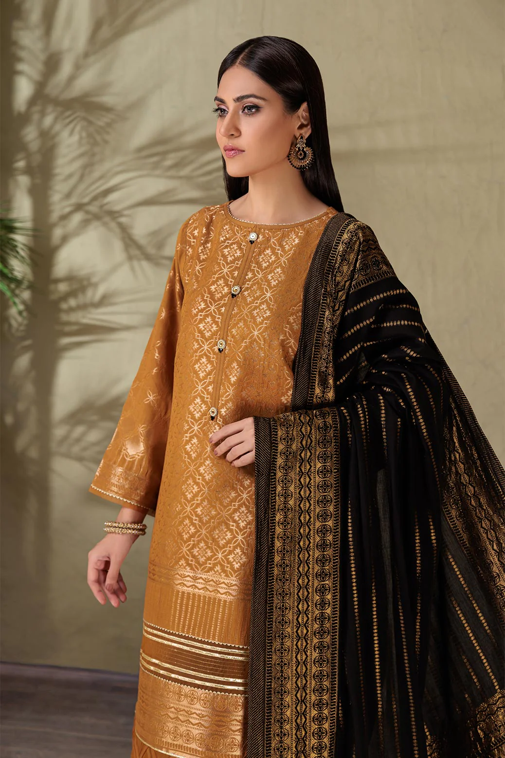 MUSTARD-JACQUARD-3 PIECE (PWJ1233P06) - Image 4