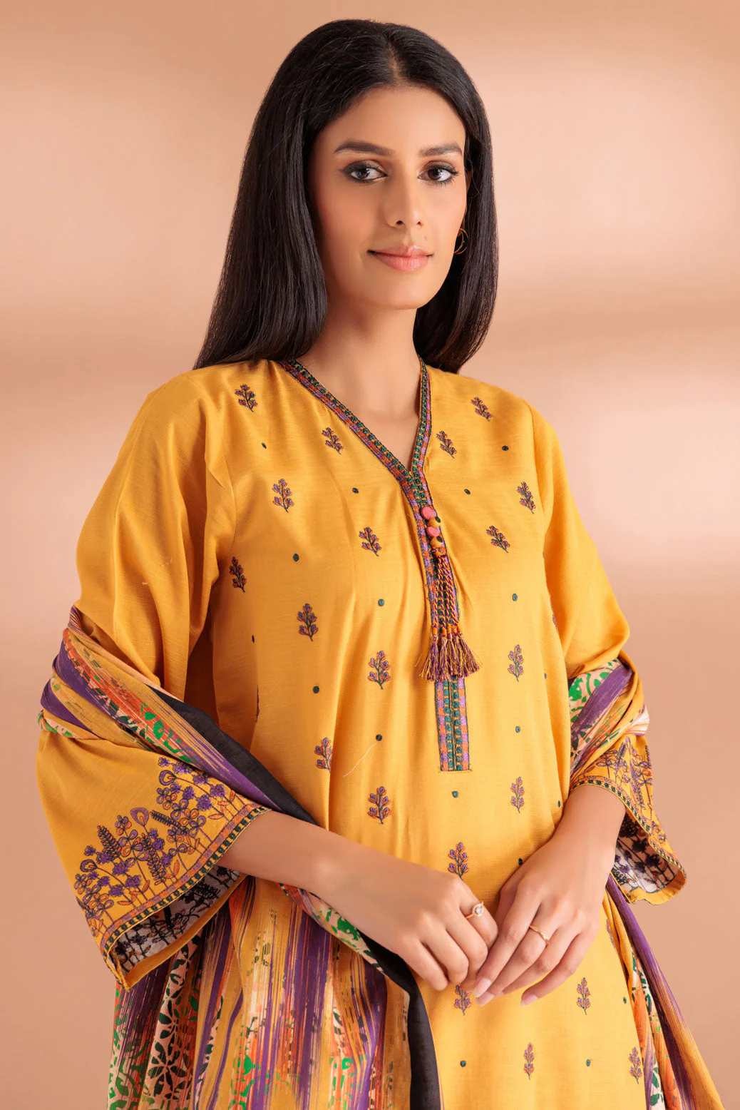 MUSTARD-KHADDAR-3 PIECE (WS1233P10) - Image 2