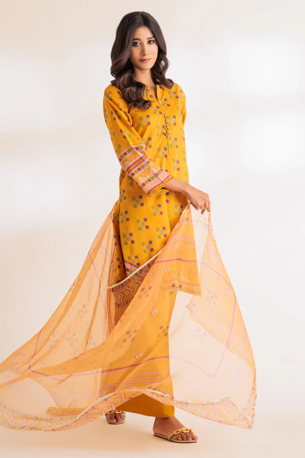 MUSTARD-LAWN-3 PIECE (6S24B3P038) - Image 2