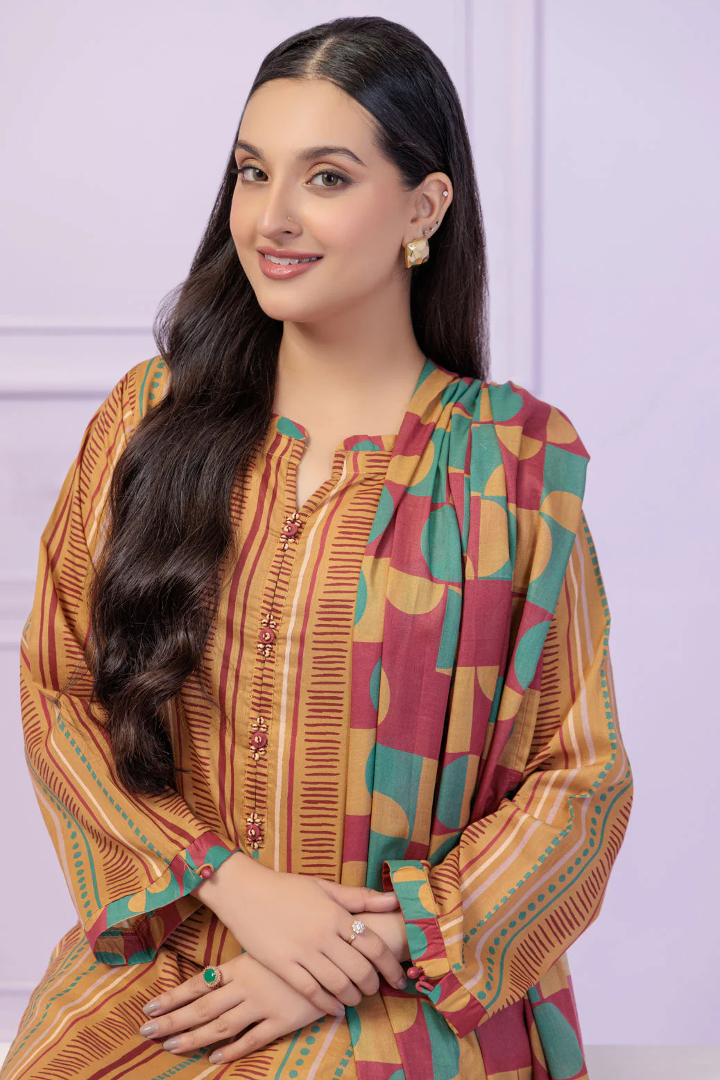 MUSTARD-LAWN-3 PIECE (6S24B3P109) - Image 3