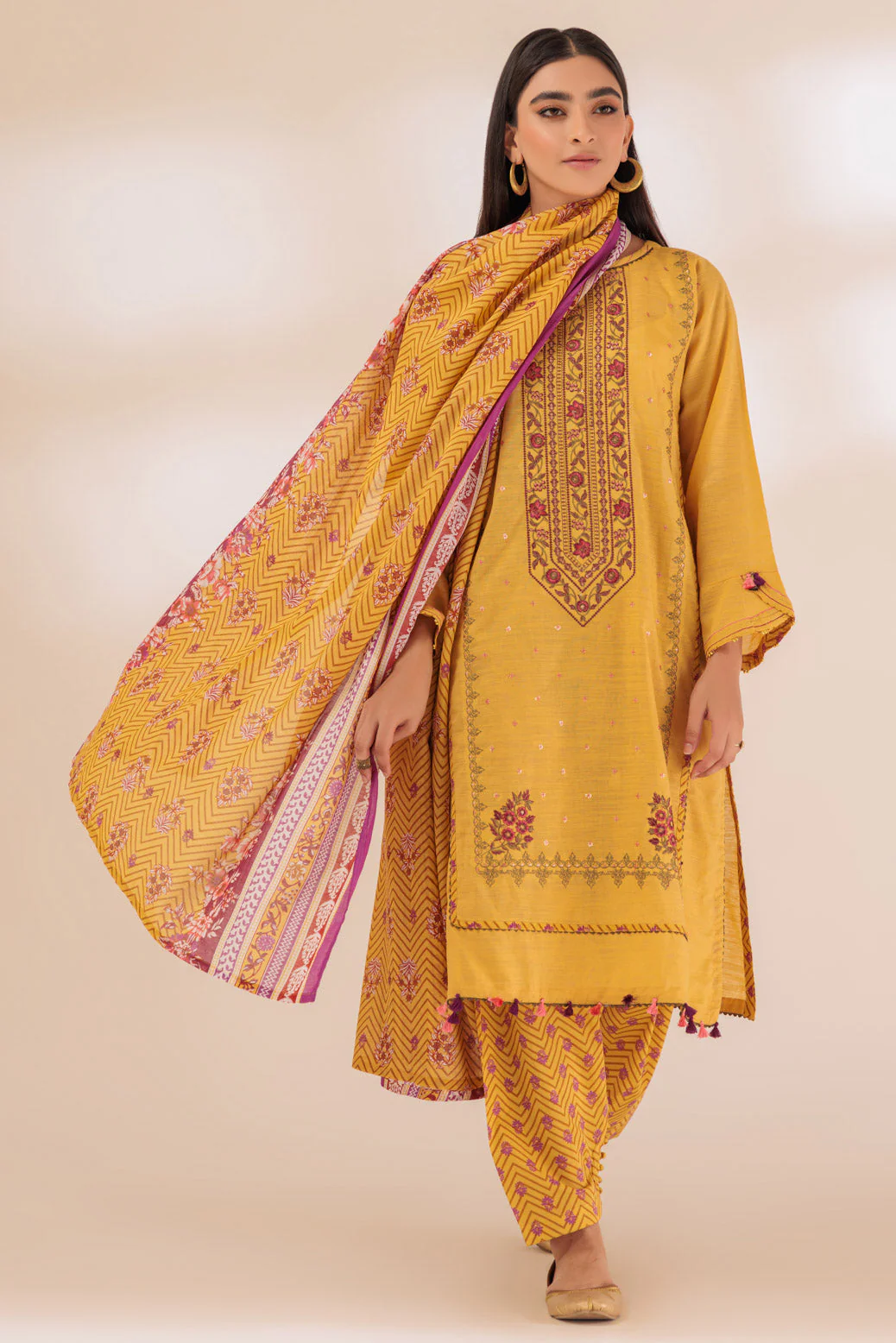MUSTARD-LAWN-3 PIECE (SSS233P67) - Image 3