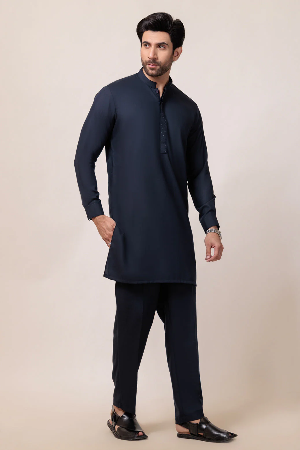 N-BLUE-BLENDED-KURTA TROUSER - (KSW24-023) - Image 2