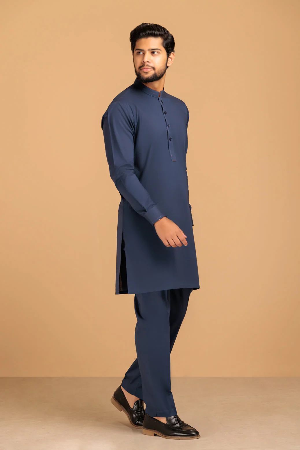 N-BLUE-COTTON-KURTA PAJAMA TROUSER- (KSS23-014) - Image 3