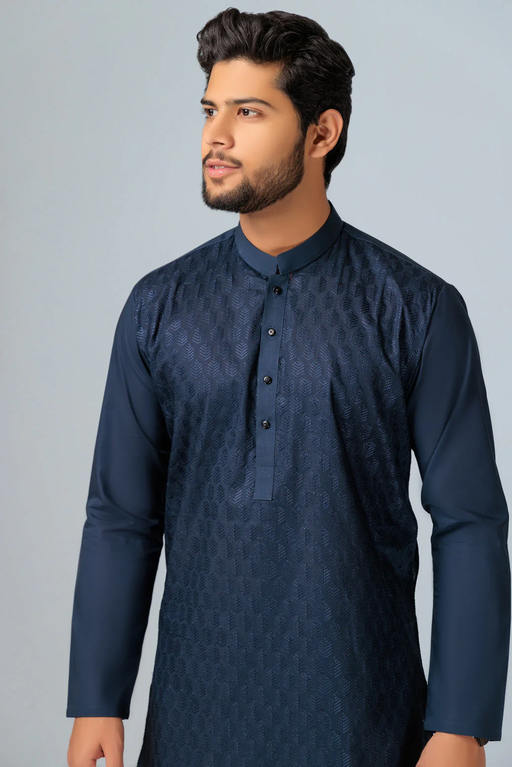 N-BLUE-COTTON-KURTA PAJAMA TROUSER (KSS23-019) - Image 4