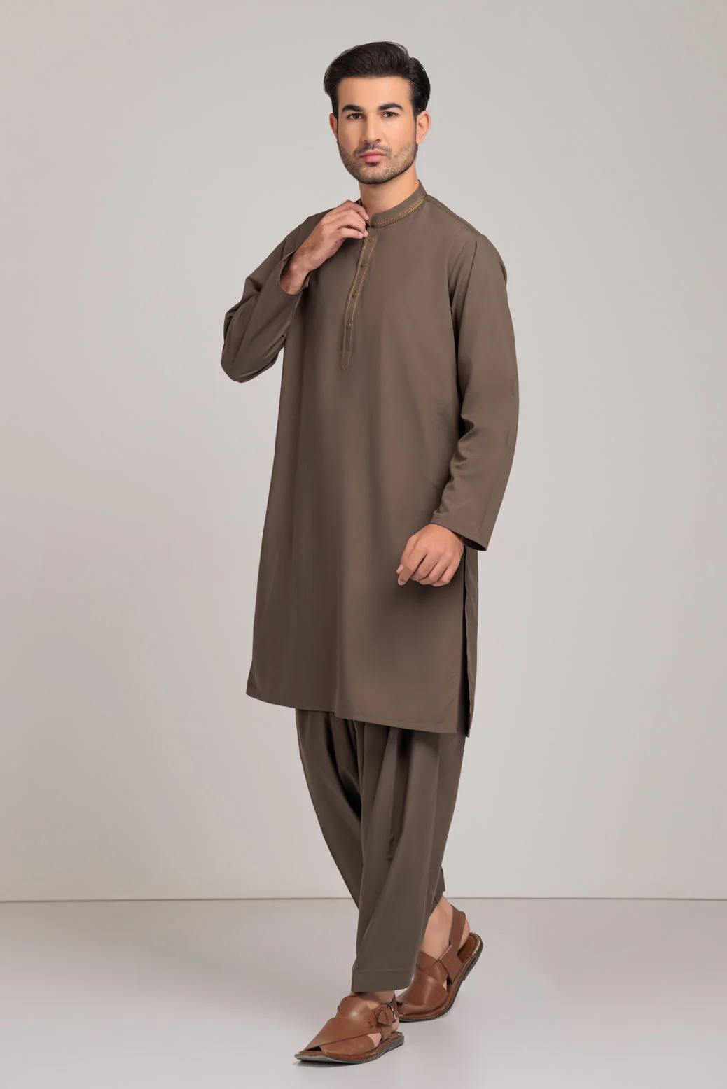 O-GREEN-BLENDED-KURTA SHALWAR (KSRS23-031) - Image 4