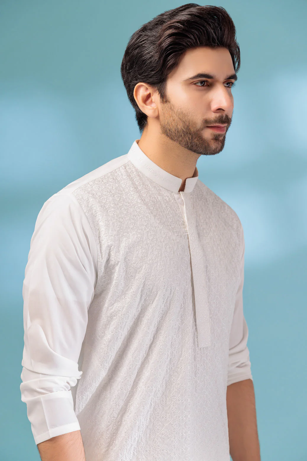 O-WHITE-BLENDED-KURTA PAJAMA TROUSER - (KSS23-070) - Image 2