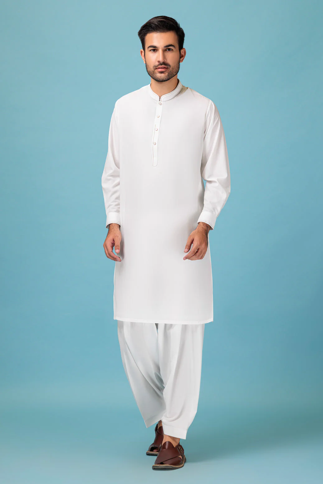 O-WHITE-BLENDED-KURTA SHALWAR - (KSRB23-005) - Image 5