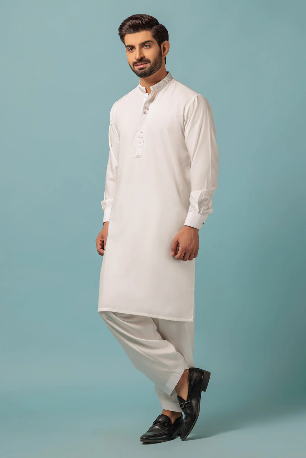 O-WHITE-BLENDED-KURTA SHALWAR - (KSRW23-035) - Image 3