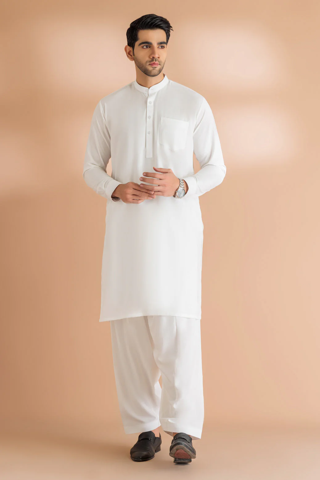 O-WHITE-BLENDED-SHALWAR SUIT - (GSBB23-006) - Image 3