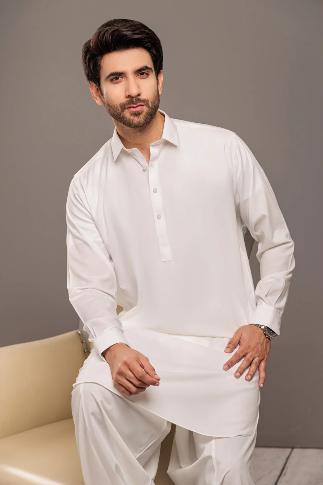 O-WHITE-BLENDED-SHALWAR SUIT- (GSSS23-020) - Image 5