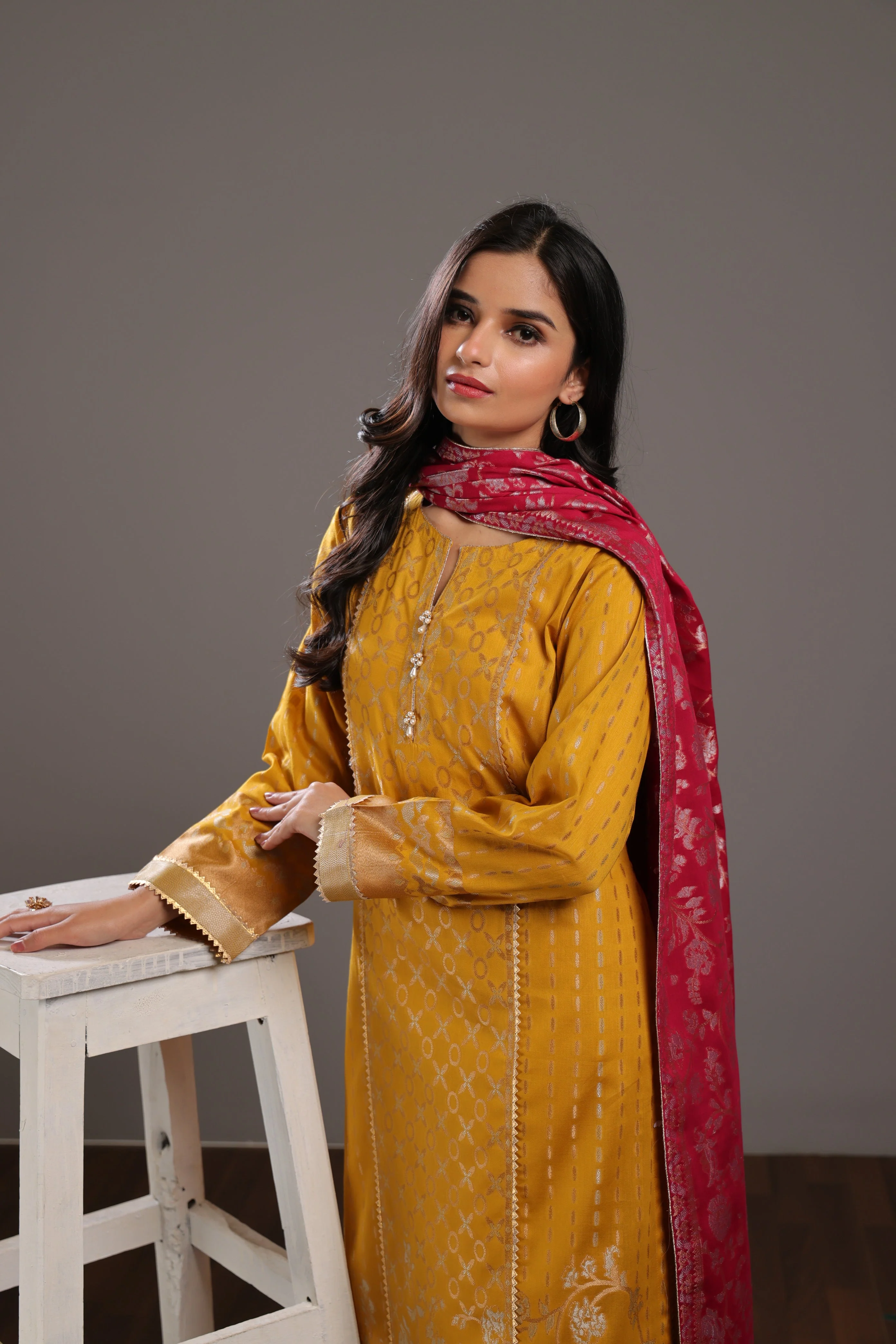 OCHRE-JACQUARD-3 PIECE (JAS233P13) - Image 5