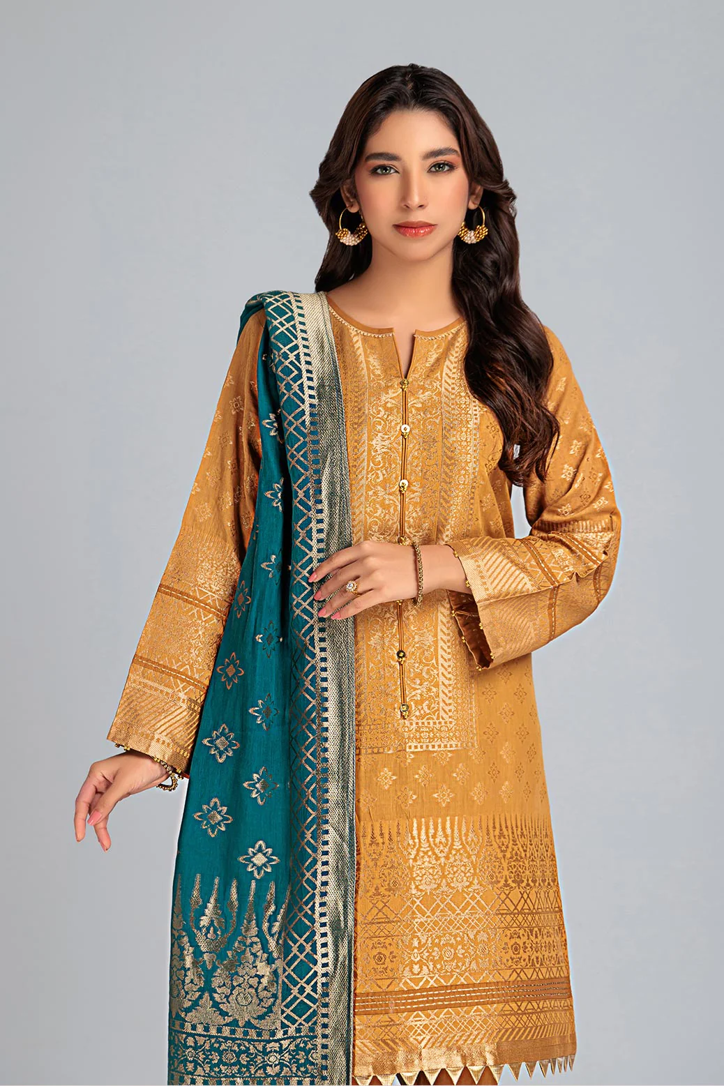 OCHRE-JACQUARD-3 PIECE (JAS233P24) - Image 3