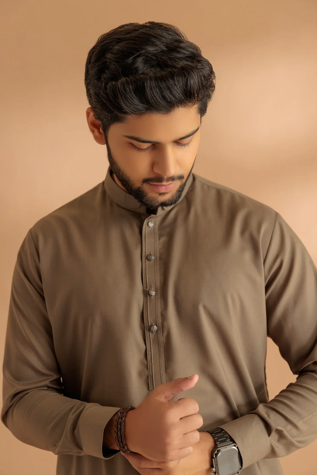 OLIVE-BLENDED-KURTA PAJAMA TROUSER - (KSS24-023) - Image 2
