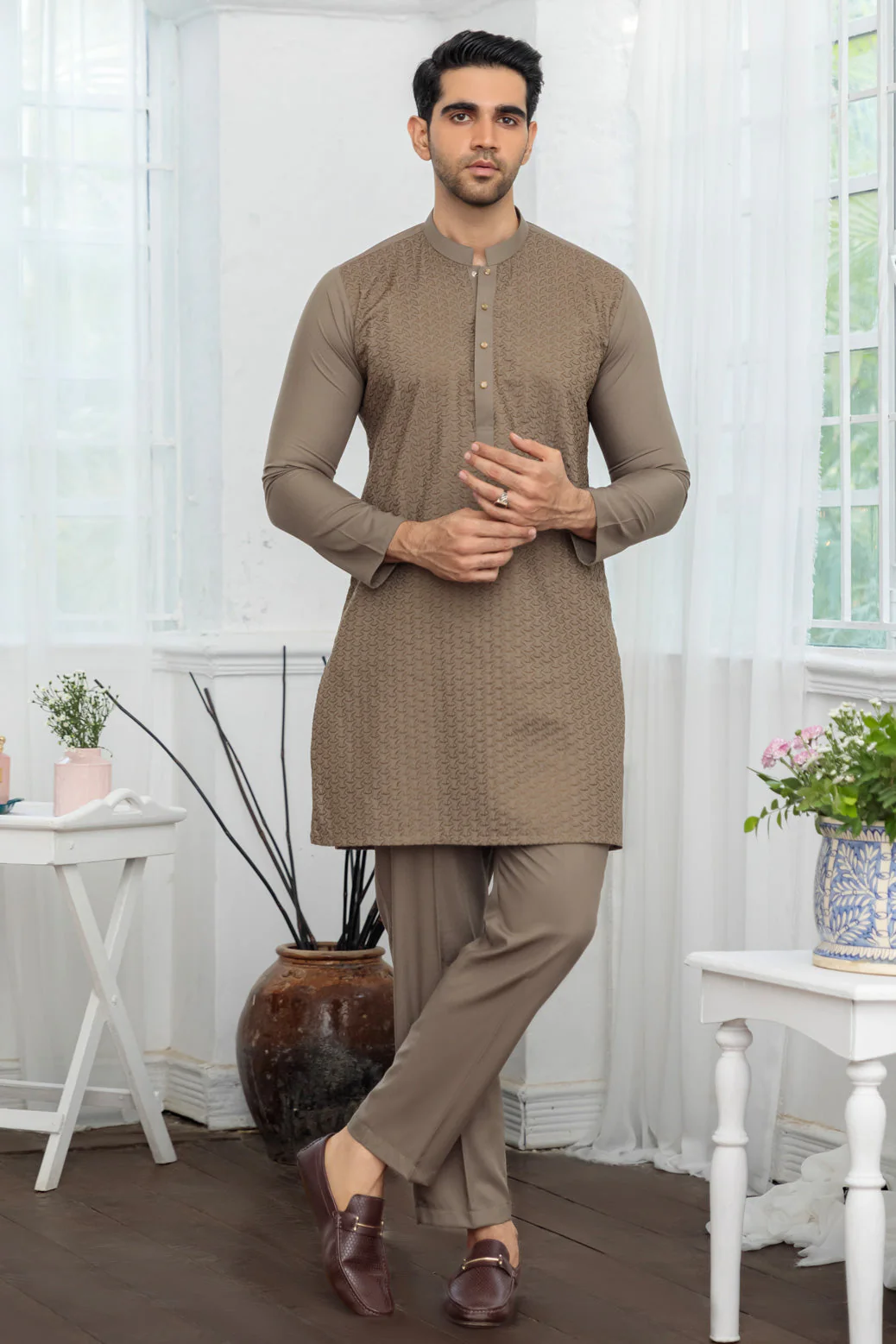OLIVE-BLENDED-KURTA TROUSER - (KSR24-009) - Image 2