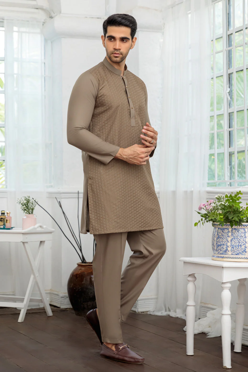 OLIVE-BLENDED-KURTA TROUSER - (KSR24-009) - Image 3