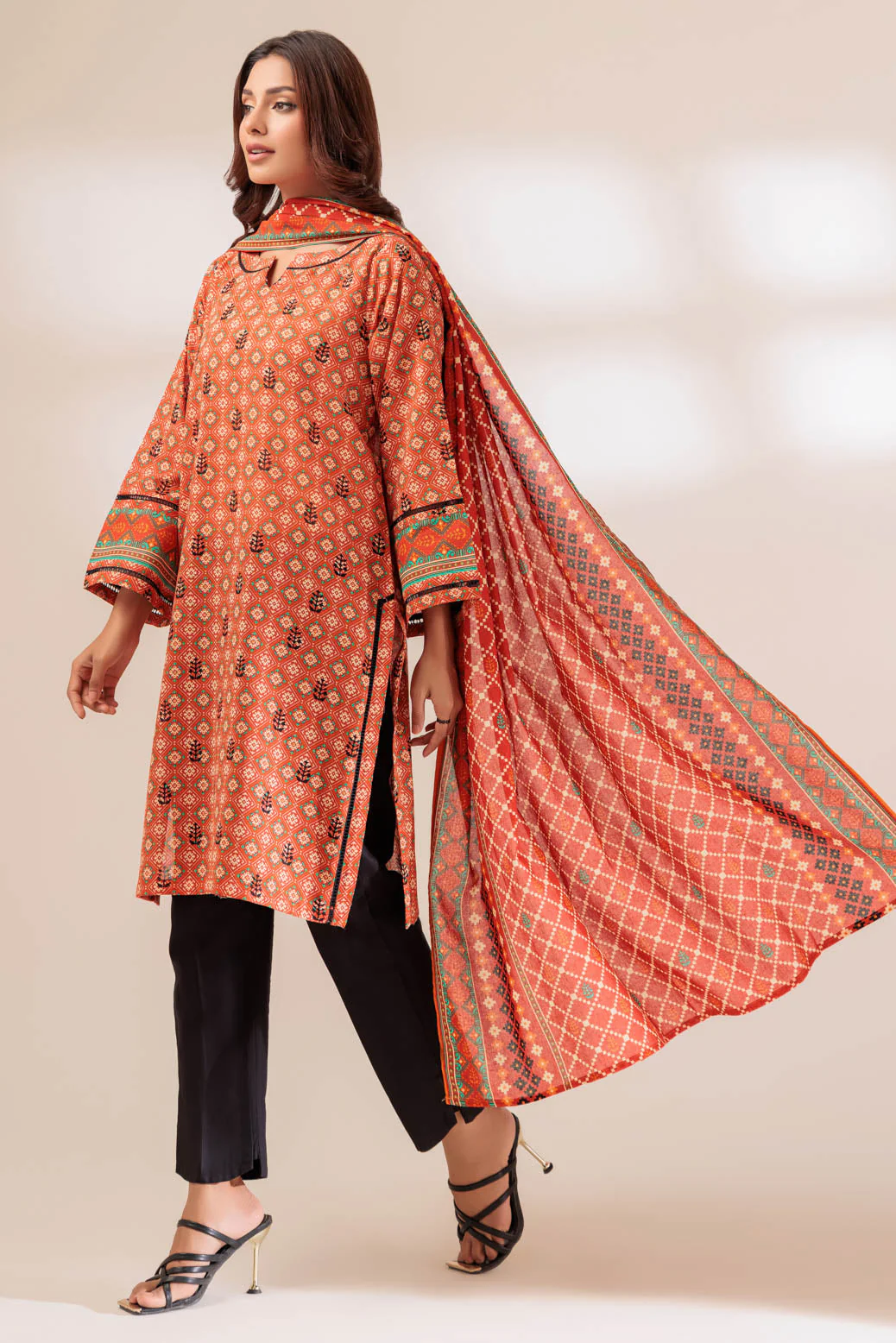 ORANGE-DOUBLE COTTON-2 PIECE (PWS5232P08) - Image 2