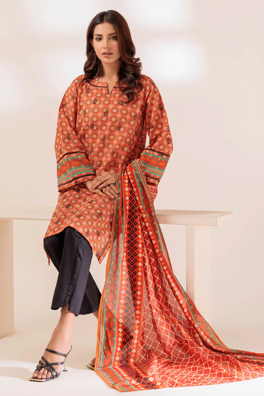 ORANGE-DOUBLE COTTON-2 PIECE (PWS5232P08) - Image 3