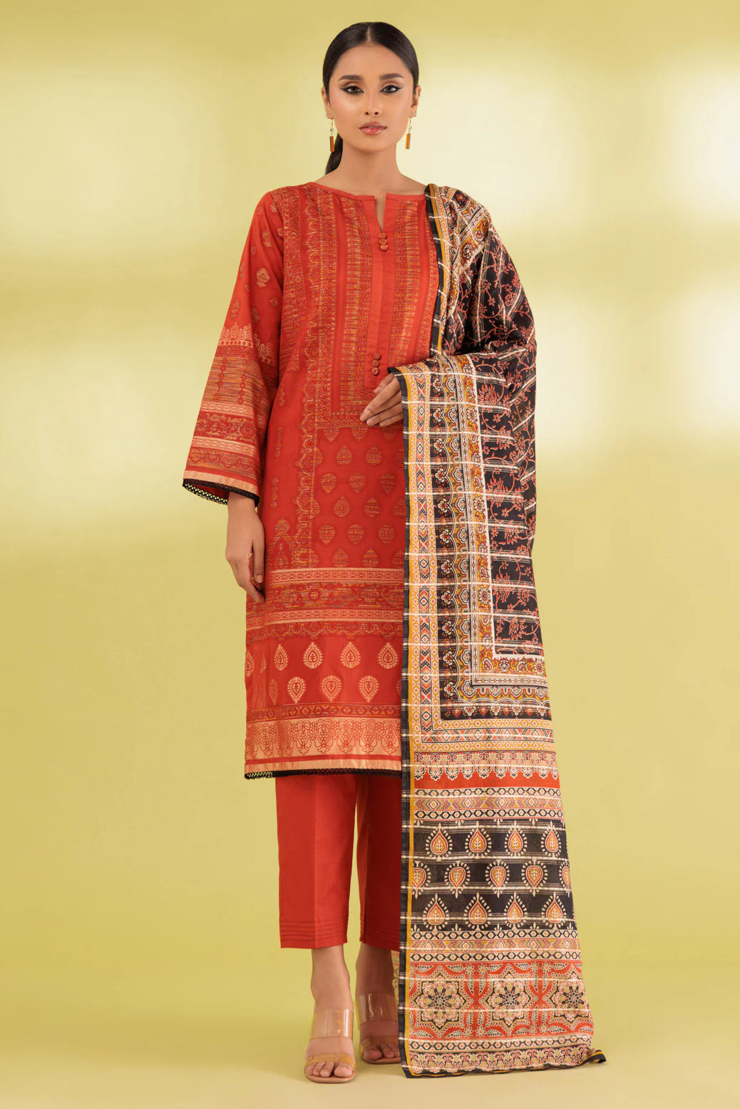ORANGE-JACQAURD-3 PIECE (BSAS233P10) - Image 3