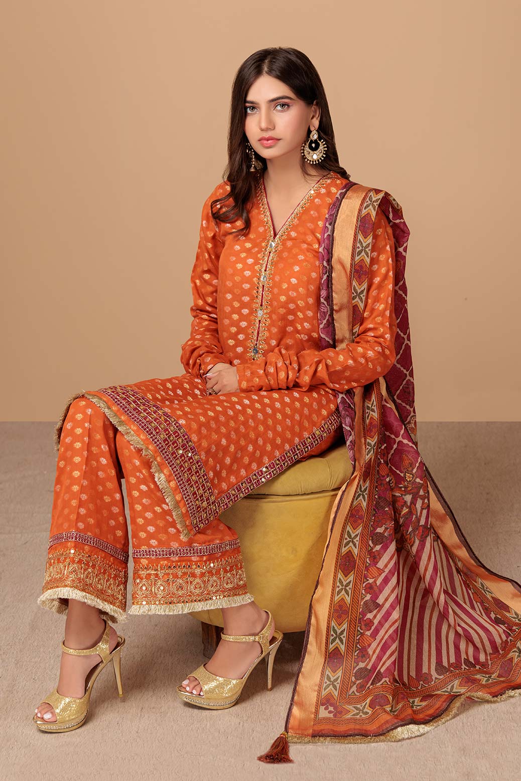ORANGE-JACQUARD-3 PIECE (SAS233P86) - Image 2
