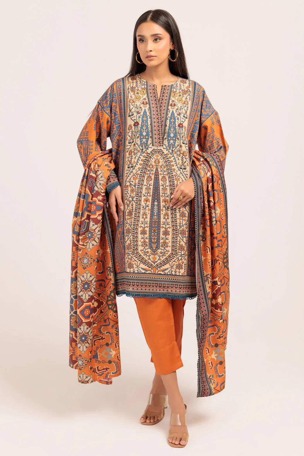 ORANGE-KHADDAR-3 PIECE (WS7243P21) - Image 2