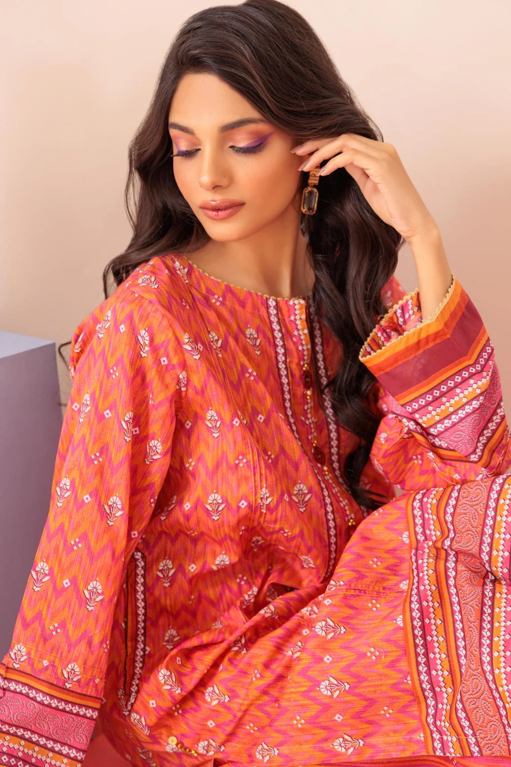 ORANGE-LAWN-2 PIECE (AAK232P04) - Image 4
