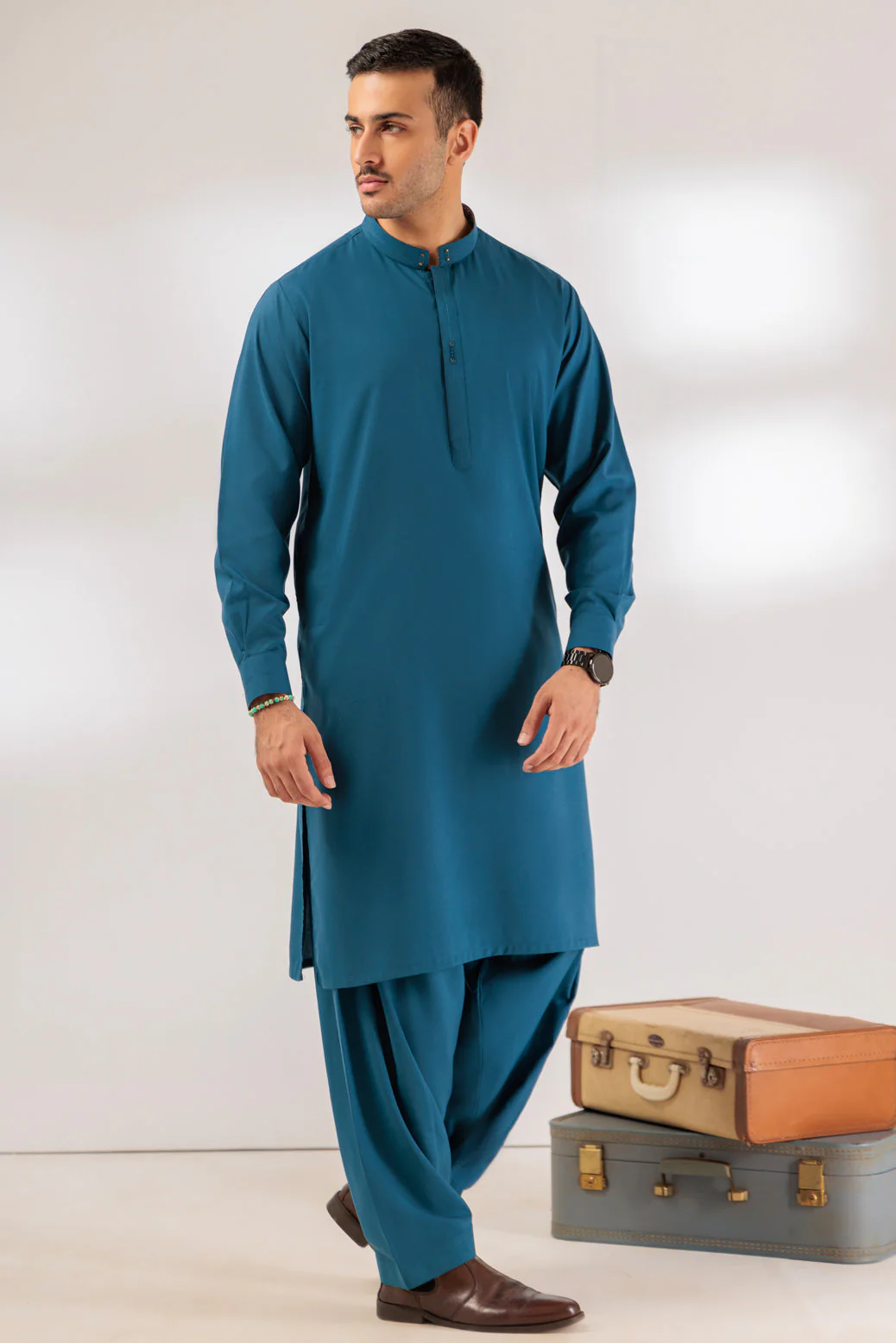 OX-BLUE-BLENDED-KURTA SHALWAR - (KSRR24-001) - Image 4
