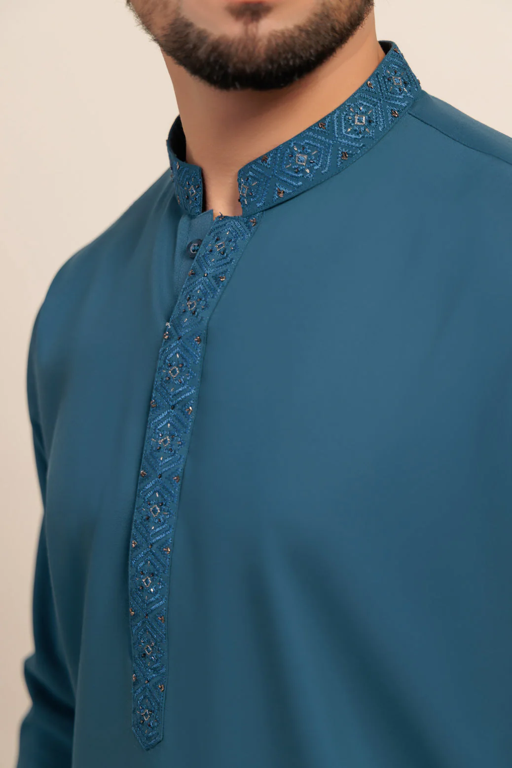 OX-BLUE-BLENDED-KURTA TROUSER - (KSS24-042) - Image 2