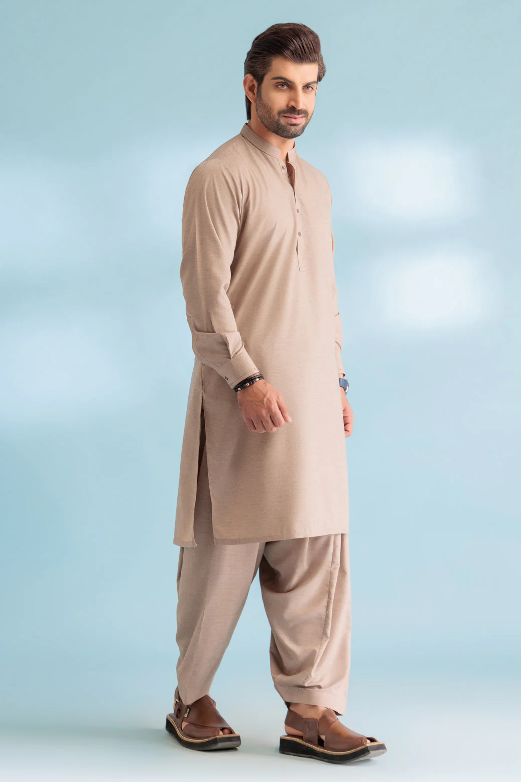 P-KHAKI-BLENDED-KURTA SHALWAR - (KSRW23-013) - Image 4