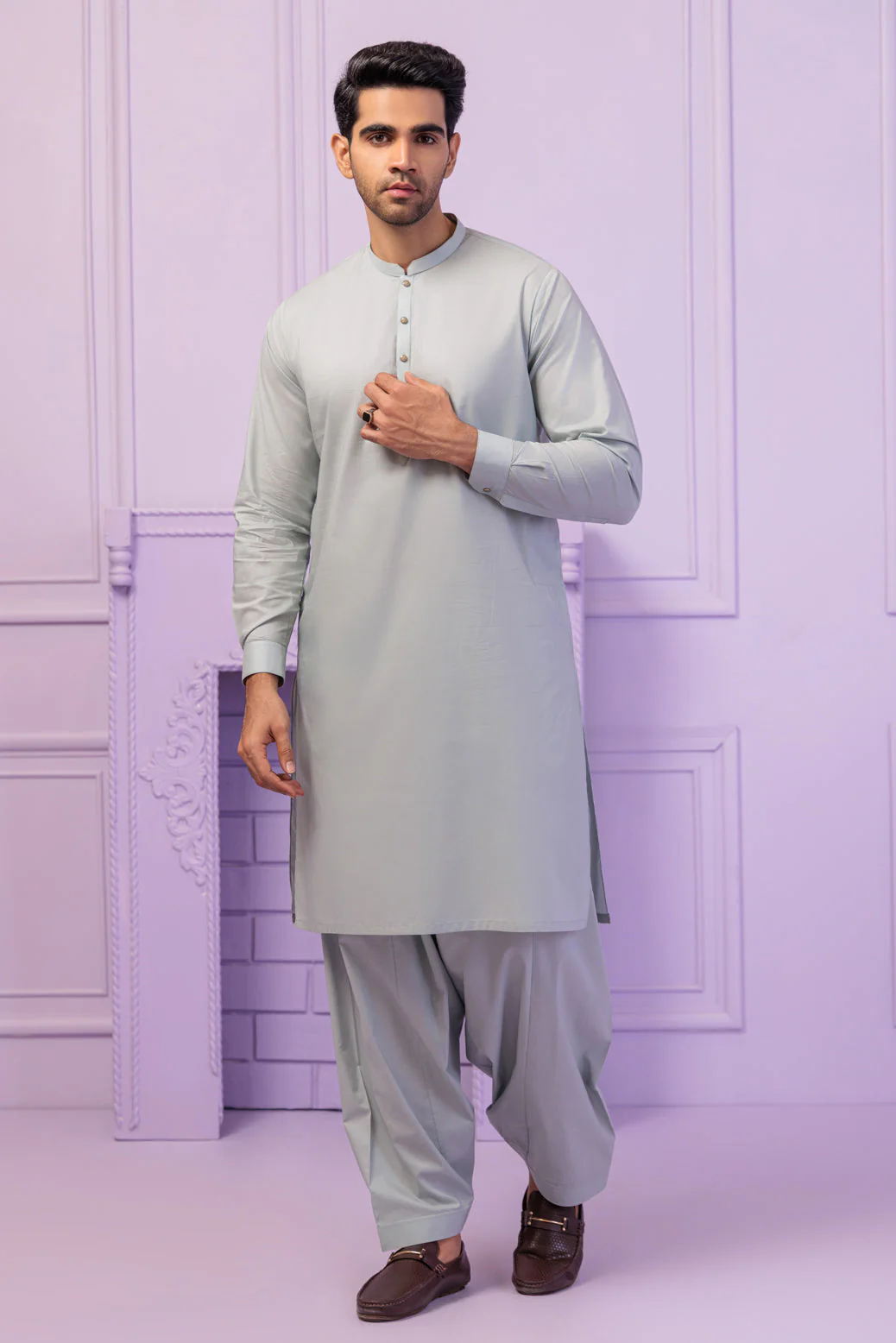 P-SMOKE-COTTON-KURTA SHALWAR - (KSRS24-039) - Image 3