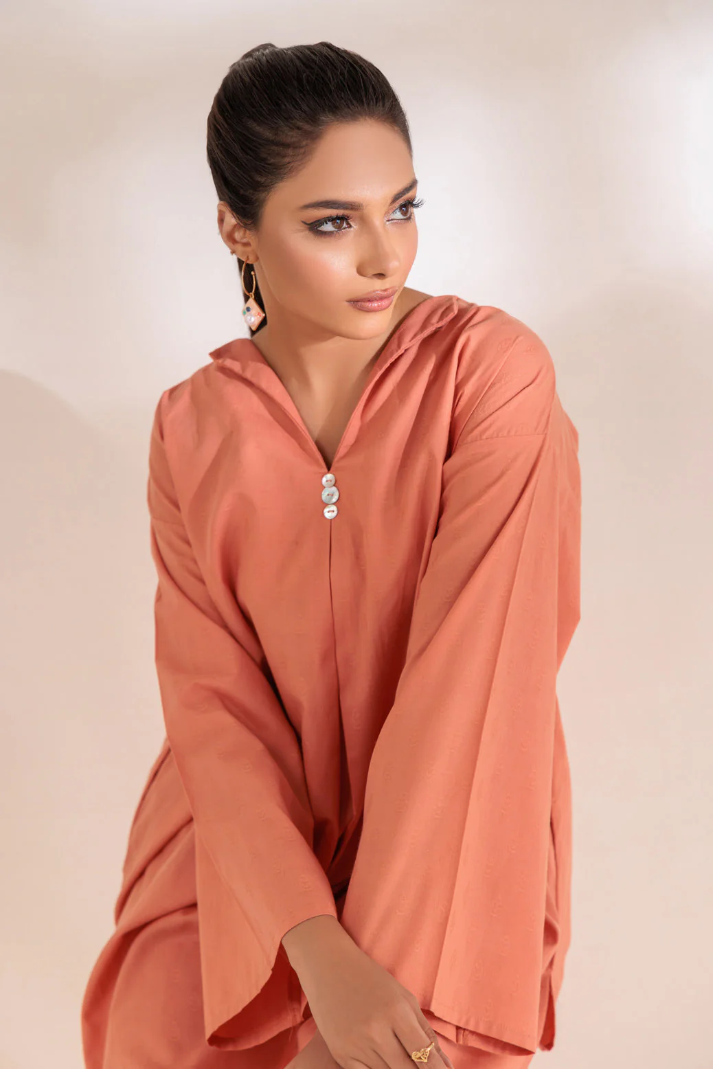 PEACH-JACQAURD-2 PIECE (BSSS232P08)