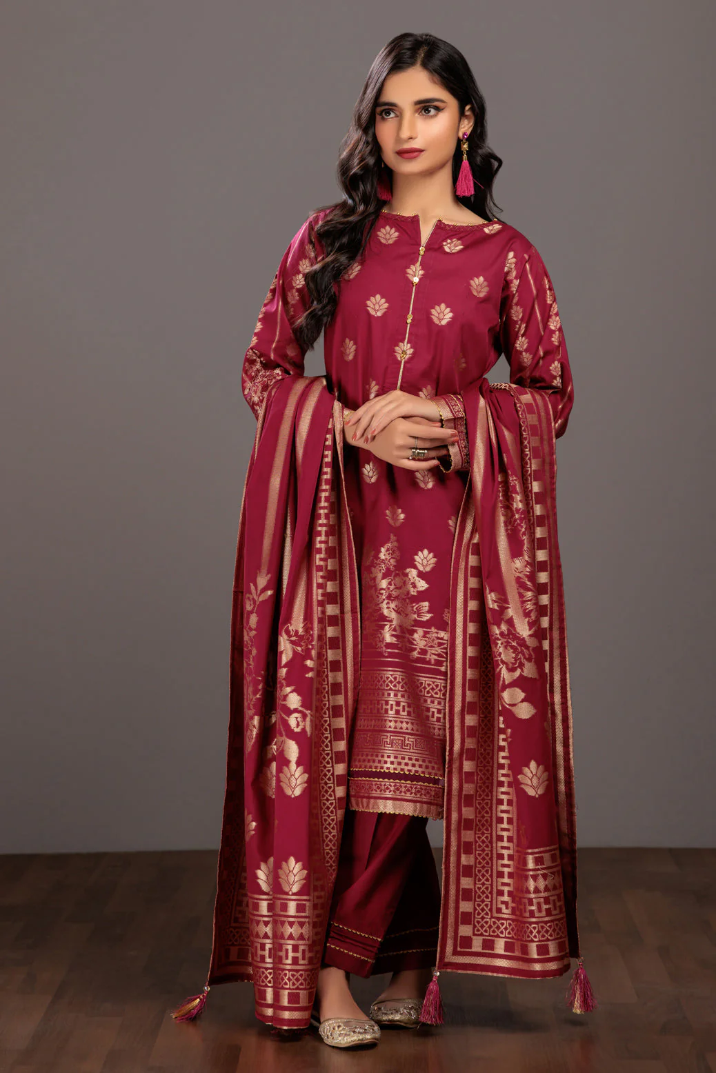 PINK-JACQUARD-3 PIECE (JAS233P22) - Image 3