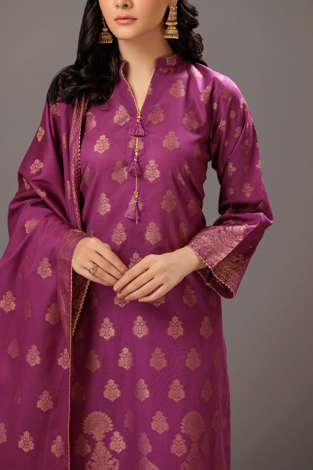PLUM-JACQUARD-3 PIECE (JSS233P05) - Image 3